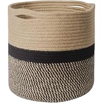 Panier à Linge Coton Tissé 32L - Corbeille Rangement D40xH25cm Pliable Marron