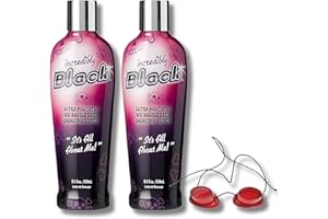 DCF SUCCESS Incredibly Black 10X Ultra Powerful Double Dark Bronzing Lotion with Vitamin A & E, Nourishing Shea Butter,and Coconut Oil – 250ml Pack of 2 with Complimentary Sunbed Goggles