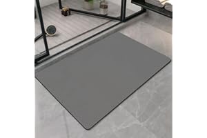 Druuzyl Tapis de Bain 40x60cm Gris - Tapis Salle de Bain en Diatomite Ultra Absorbant, Antidérapant et Séchage Rapide, Microfibre Lavable pour Douche/Baignoire, Tapis Absorbant Vaisselle