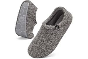 HomeTop Women's Fuzzy Curly Fur Memory Foam Loafer Slippers Bedroom House Shoes with Polar Fleece Lining