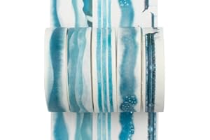 YUBX 5 Rollen Washi Tape Set Kreative Basic Skinny Dekorative Tapes für Kunst, DIY Handwerk, Bullet Journals, Planer, Scrapbooking, Verpackung (Tintenblau)