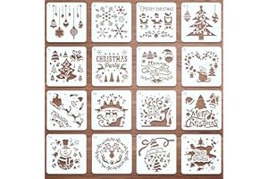 Navidad plantilla Hillylolly 16 Piezas Reutilizables para Adornos y Tarjetas DIY