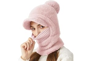 Rayson Cappello Maglia Donna Invernale Berretto con Scaldacollo Caldo 3 in 1 Antivento Cappelli con Pompon per Esterno