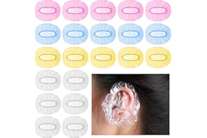 LEIKEDUN 200 Pezzi Monouso Doccia Cuffie Orecchio Impermeabili, Trasparente Paraorecchie per Doccia, Protettive Copertura Dell'Orecchio con Elastici, per Colore Dei Capelli, Doccia Bagno Spa Balneazione