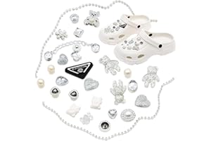 VEGCOO Shoe Charms for Clog Shoes, Metal Bling Crystal Rhinestone Clog Sandals Decorations Charms, Shining Shoe Decoration Charms for Women Girls Boys Kids Birthday Christmas Party Gifts