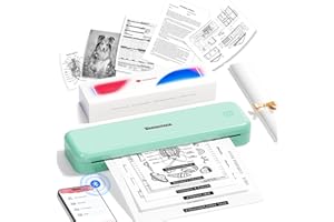 Phomemo M834 Stampante Portatile A4, Stampante Termica Portatili, Connessione Bluetooth e USB, Supporta Carta Termica A4 (210x297 mm), 80mm, per Smartphone e PC, Senza Fili, 300dpi