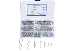 JTTXIU 100 Pcs Cotter Pins Assortment Kit, Stainless Steel R Clips, Split Pins, Retaining Spring Hitch Cotter Pins, Heavy Duty Fastening Pins for Trucks Tractors Lawn Mowers Cars Campers