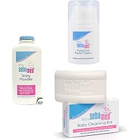Sebamed Baby Protective Facial Cream (50ml) & Baby Powder, 200g & Baby Cleansing Bar - 100 g combo