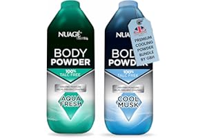 GREAT BRITISH HOME New Nuage Talc Free Body Powder for Men Bundle – 250g Cool Musk & 250g Aqua Fresh – 2 Pk Talc Free Powder for Women & Men – Anti-Chafing & Fresh Skin by GBH