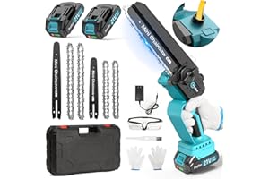 PROFON Mini Chainsaw Cordless 8 inch & 6 inch, 2023 Upgraded Brushless Mini Chainsaw with Auto Oiler, 2*2.0Ah Batteries Mini Electric Chainsaw, Portable Handheld Small Chainsaw for Garden Courtyard Cutting