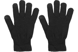 WLLHYF Zimowe rękawiczki do obsługi ekranu dotykowego, ciepłe dzianinowe rękawiczki, wiatroszczelne, robocze rękawice do pisania, elastyczna rękawica na zimną pogodę dla kobiet mężczyzn, Czarny,