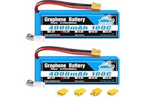 YOWOO POWER Yowoo 2 Pack 3S Batteria Lipo 4000mAh 100C 11,1V Grafene Batteria con Connectore spina XT60 per RC Elicottero Aereo Auto Barca Camion Barca (EC3 / Deans/Traxxas/Tamiya)