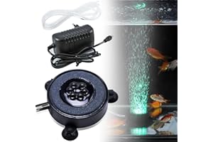 ASOFTY Bomba de oxígeno para acuario, 7 colores LED, luz colorida, piedra de aire, tanque de peces, lámpara de acuario, con agujero de burbuja para decoración de acuarios