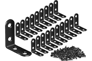 ZiYuya Winkelverbinder, Metallwinkel 90 grad Edelstahl Winkel Klammern L-Form Rechtwinkliges Edelstahl Ecke Klammer Möbel für Bracket Möbel Tabelle schwarz, 20 Stück, 40 mm x 40 mm