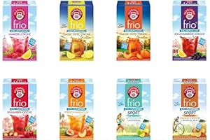 Teekanne frio 8-pak – ze wszystkimi nowymi rodzajami – herbata mrożona brzoskwinia i cytryna, wiśnia rabarbar, mango sportowa pomarańcza (8 x 45 g)
