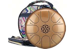 LULUPILA Tongue Drum 5 Inch 8 Tone Steel Tongue Drum Handpan for Meditation & Relaxation, Yoga, Family Activities Garden Rain Drum Instrument (Golden)