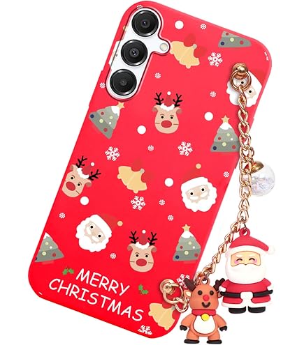 Vauki Custodia IPhone 14 Plus Con Cordino - 2 Pezzi - Silicone Morbido Rosso Con Renna E Babbo Natale - Regalo Natale Donna - Antiurto