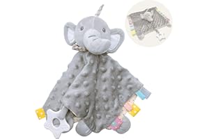 INCHANT Baby Comforters Blanket Soft Touch Tag Blankets Comforter Toy with Taggies Elephant Soft Comforter Toy for Newborn Baby Girls Boys Best Gifts, Grey