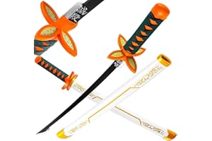 Loocaa Demon Slayer Sword - Stocking Fillers Bamboo Sword Gifts for Kids Teenager Boy Cosplay Sword Christmas Halloween Party Anime Tanjiro - Size 76 cm For Child (Kochou Shinobu)