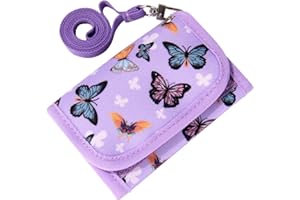 Choco Mocha Brustbeutel für Kinder, Geldbeutel für Mädchen mit Münzfach - Kinder Portemonnaie, Sichtfach, 3 Ersatz-Lanyard & 1 Geschenkbox, Schmetterling