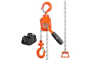 VEVOR Mini Hebelzug 0,5T Tragfähigkeit Kettenzug 260N Zugkraft Flaschenzug 2,80m Hubhöhe Ratschenzug Hebezug aus Stahl G80-Kette Weston Doppelklinkenbremse 360° drehbarer Haken Handkettenzug
