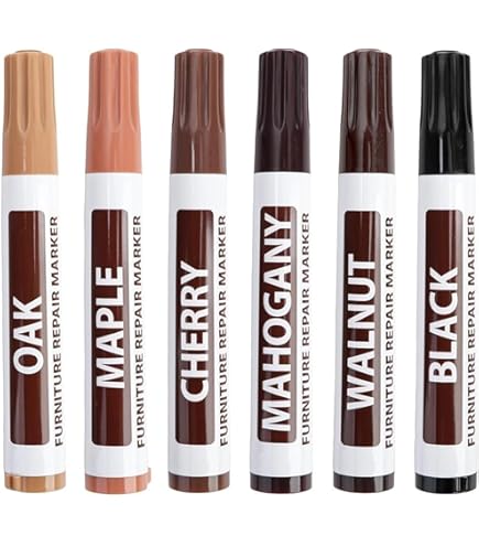 Kit Riparazione Legno | 6 Pennarelli E 6 Bastoncini Cera | Per Graffi Su Mobili, Parquet, Armadi | Colori Multiple