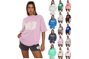 SBYHBHYDS Women's White 𝐅𝐨𝐱 Tracksuit Set Oversized Two Piece Outfit,Long Sleeve Sweatsuits Pullover Loose Short Sweatpants Y2k Jogger Track Suit Ladies Gym Activewear Casual Sportwear Running Walking Hiking