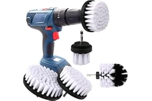 AISENNO Brosse Nettoyante Perceuse Brosses à Récurer électriques pour Le Nettoyage de la Salle de Bain Voiture Moquette Sol Toilettes Cuisine Surface en céramique (Blanc, 4PCS)