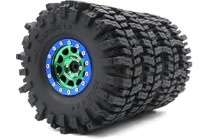 HOBBYSOUL Lot de 4 pneus souples adhésifs 1,9 pour lance-boue 120 mm et 1,9 Beadlock Vert Bleu Pour Rock Crawler 1/10 Traxxas TRX4 Axial SCX10 Redcat Gen8