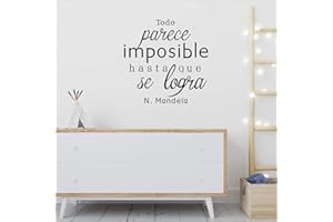 NACNIC Pegatina de pared wall decor TODO PARECE IMPOSIBLE HASTA QUE SE LOGRA. Vinilo decorativo es español. Pegatina decorativa Decoración Salón Hogar Oficina Tiendas Habitacion.