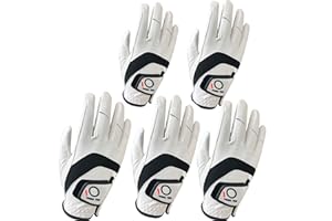 FINGER TEN Lot de 5 gants de golf en cuir cabretta pour homme gaucher et droitier - Pour tous les temps - Doux - Pour golfeur droitier et gaucher - Poignée de pluie confortable