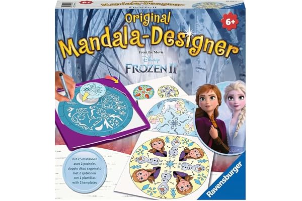 Ravensburger – Mandala Designer – Dessin – Loisir créatif – Pochoirs – Crayons de Couleur Inclus – La Reine des Neiges 2 – Activité créative – Enfant – Dès 6 Ans – 29026 – Version française