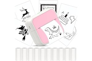HUIJUTCHEN Mini Stampante, Stampante Fotografica Portatile Stampante Termica Bluetooth Inclusa Stampante Tascabileper iOS e Android con 10 Rotoli di Carta per Foto, Appunti, Memo, Bricolage (Rosa)