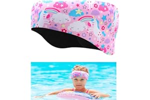 OWNKIM Bandeau de Natation Enfant avec Motifs d'Animaux - Confortable Bandeau d'Oreilles en Néoprène pour Âge 3-9, Accessoire Mignon et Sécurisé pour Piscine (A)