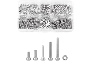 Akozon Tornillo de Cabeza 210pcs M2.5 Tornillos de Cabeza de Casquillo Acero Inoxidable SS304 Hexagonal Zócalo Cabeza Tornillos y Tuercas Assrotment Conjunto