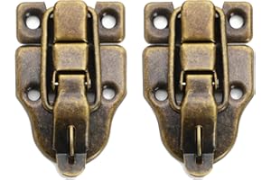 TONGDEJING 2pack Retro Style Box Toggle Latch, Antique Metal Duckbilled Hasp Latch Catch with Mounting Screws, for Jewelry Box Cabinet Wooden Case Box Crafts(Bronze)