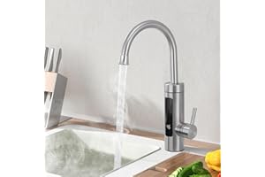 HOMELODY Elektrischer Wasserhahn mit Durchlauferhitzer 230V,Wasserhahn Küche Durchlauferhitzer Küche LED Elektrischer Küchenarmatur Edelstahl
