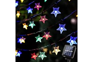 BLOOMWIN Catena Luminosa Solare Luci Solari 6.5M 30 LED con Pannello Solare 8 Modalità Luci Decorative per Giardino Balcone Festa Natale Stelle