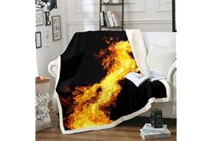 TBRAND Pferd Kuscheldecke für Mädchen Jungen Kinder Schick Galoppierendes Pferd Wohndecke Dekoratives 3D Feuer Wildtier Decke 150x200cm Tierwelt Stil Schwarz Gelb