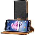 AICEK Cover Compatible Huawei P Smart, Portafoglio Custodia per Huawei P Smart Case di Pelle Flip Cover Nero (5.65 Pollici)