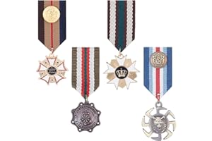 AHANDMAKER 4-Pcs Kostüm Badge Medal - Stillegierung Military Medaillen-Brosche, Hero Combat Medals Brosche, Navy Patriot für Mantel Jacke Uniform