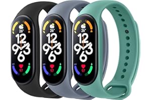 Vancle 3 Stück Armband für Xiaomi Mi Band 7, Weiches Silikon Sport Wasserdicht Ersatzarmband für Xiaomi Mi Band 7 Damen Herren