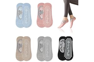BD-Herego 5 Paia Calzini Antiscivolo Yoga Donna, Calzini Yoga Grip Calzino da Allenamento Impugnature e Cinghie Antiscivolo per Yoga