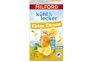 ‎MILFORD Milford kühl & lecker Eistee Zitrone | Ohne Kalorien | Ohne Zucker | Laktosefrei | Glutenfrei | Vegan | 20 Teebeutel | 50 g