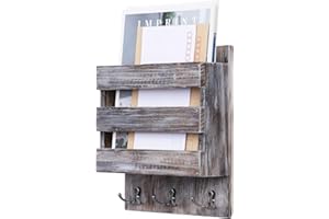 Halcent Revistero Pared Cuelga Llaves Revistero Madera Estanteria Colgador Llaves Buzones de Pared para Cartas Revistas Libros Llaves