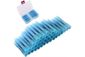 Connettori termorestringenti, kit terminale a crimpare CESFONJER, terminali per connettori termorestringenti, giunto a crimpare, 40 terminali senza saldatura per cavi AWG 16-14 (blu)