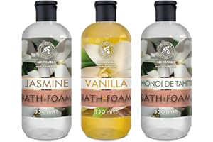 AROMATIKA TRUST THE POWER OF NATURE Espuma Baño Set Vainilla & Jazmín & Monoi de Tahiti 3x350ml - Cuidado del Cuerpo - Relajación - Fragancia Exótica - Aromaterapia - Spa - Baños de Burbujas - Belleza