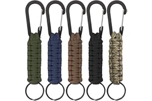 5 Stück Paracord Schlüsselanhänger mit Karabiner, SENHAI Geflochtene Lanyard Ring-Haken-Clip für Schlüssel Messer Taschenlampe Draussen Camping Wandern Rucksack Passen Männer Frau - 5 Farben