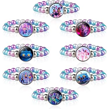 3 Bracelets Perles œil De Chat - Élastiques, Blanc Et Bleu Clair, Design élégant, Pour Femme, Cadeau