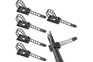 Fodlon Verstellbare Kabelhalter, 50 Stück Kabelclips Verstellbare Kabelbinder, 3M Selbstklebende Kabelschellen Kabelklemme Clips Kabel for Büro Wire Management